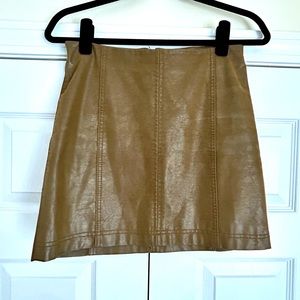 Free People Olive Green Leather Skirt